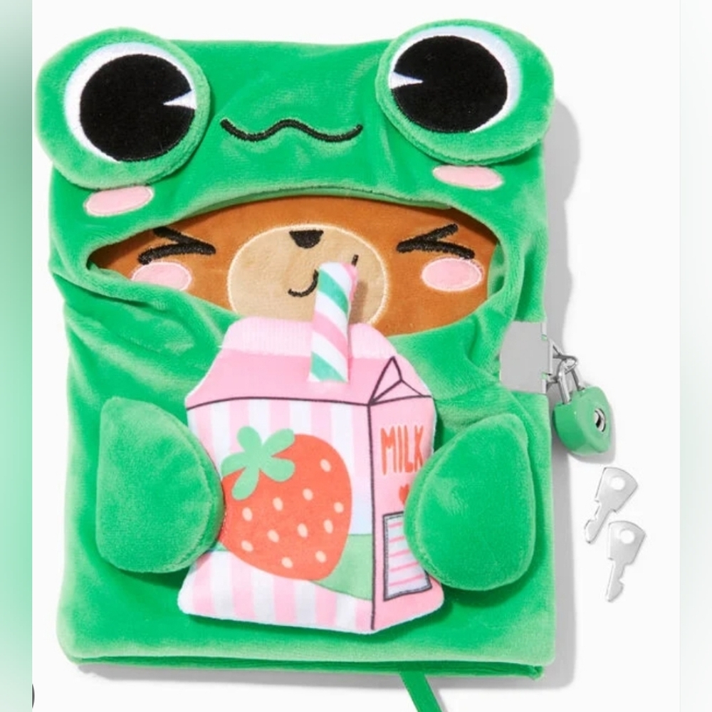 Frog Drinking Milk Lock Journal